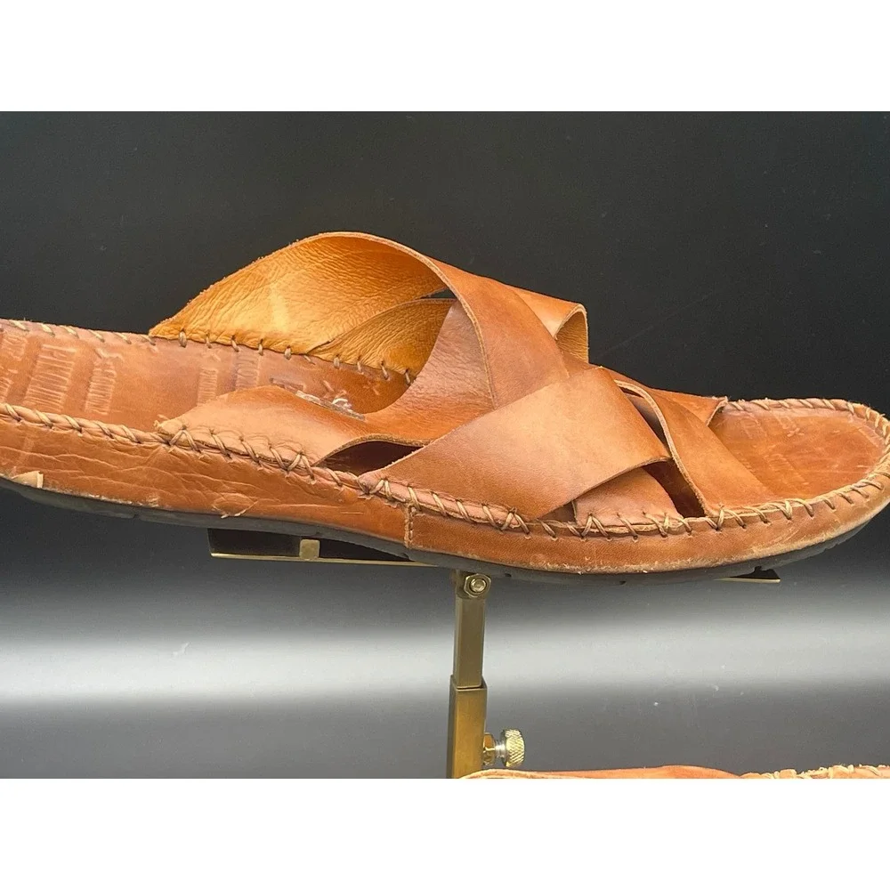 Pikolinos Tarifa Leather Slide Sandals Brown Criss Cross Men's EU 44 US 11
